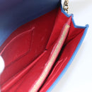 PRADA Chain Wallet Shoulder Bag Leather Blue Gold Auth ka1886V-20