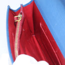 PRADA Chain Wallet Shoulder Bag Leather Blue Gold Auth ka1886V-21