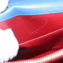 PRADA Chain Wallet Shoulder Bag Leather Blue Gold Auth ka1886V-11