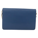 PRADA Chain Wallet Shoulder Bag Leather Blue Gold Auth ka1886V-2