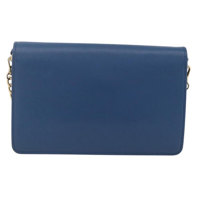 PRADA Chain Wallet Shoulder Bag Leather Blue Gold Auth ka1886V - 0