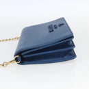 PRADA Chain Wallet Shoulder Bag Leather Blue Gold Auth ka1886V-3