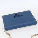 PRADA Chain Wallet Shoulder Bag Leather Blue Gold Auth ka1886V-6