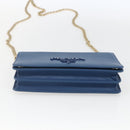 PRADA Chain Wallet Shoulder Bag Leather Blue Gold Auth ka1886V-5