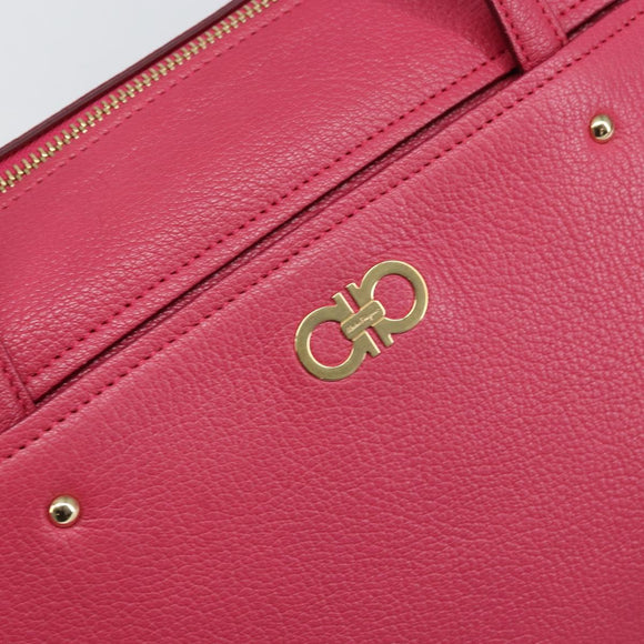 Salvatore Ferragamo Gancini Tote Bag Leather Pink Gold Auth ka1890V