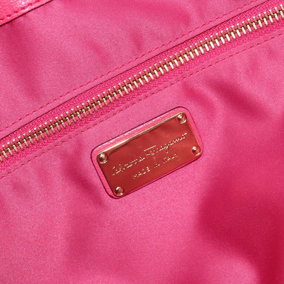 Salvatore Ferragamo Gancini Tote Bag Leather Pink Gold Auth ka1890V