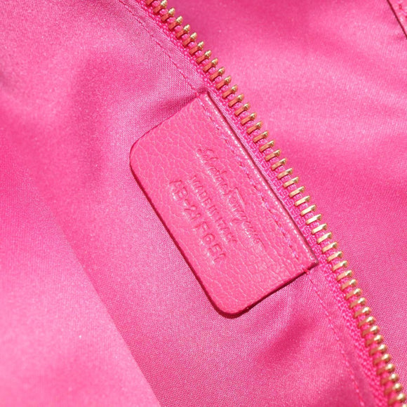 Salvatore Ferragamo Gancini Tote Bag Leather Pink Gold Auth ka1890V