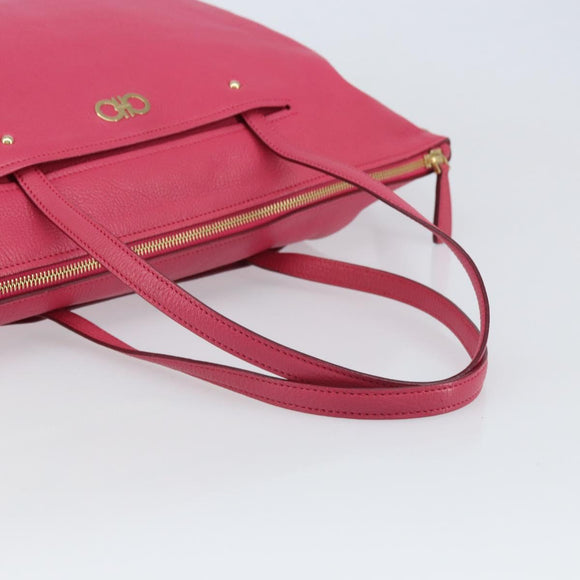 Salvatore Ferragamo Gancini Tragetasche Leder Rosa Gold Auth ka1890V