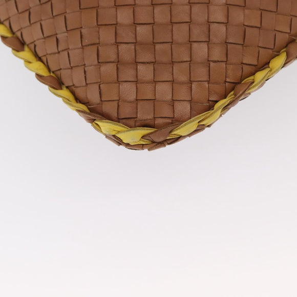 BOTTEGAVENETA INTRECCIATO Shoulder Bag Leather Beige Gold 115654 Auth ka1891SAV