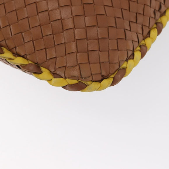 BOTTEGAVENETA INTRECCIATO Shoulder Bag Leather Beige Gold 115654 Auth ka1891SAV