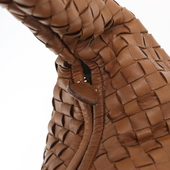 BOTTEGAVENETA INTRECCIATO Shoulder Bag Leather Beige Gold 115654 Auth ka1891SAV