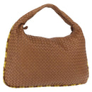 BOTTEGAVENETA INTRECCIATO Shoulder Bag Leather Beige Gold 115654 Auth ka1891SAV-1