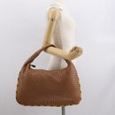 BOTTEGAVENETA INTRECCIATO Shoulder Bag Leather Beige Gold 115654 Auth ka1891SAV-24