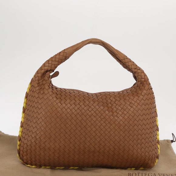 BOTTEGAVENETA INTRECCIATO Shoulder Bag Leather Beige Gold 115654 Auth ka1891SAV