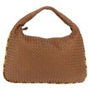 BOTTEGAVENETA INTRECCIATO Shoulder Bag Leather Beige Gold 115654 Auth ka1891SAV-13