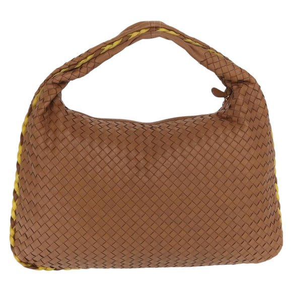 BOTTEGAVENETA INTRECCIATO Shoulder Bag Leather Beige Gold 115654 Auth ka1891SAV