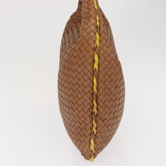 BOTTEGAVENETA INTRECCIATO Shoulder Bag Leather Beige Gold 115654 Auth ka1891SAV