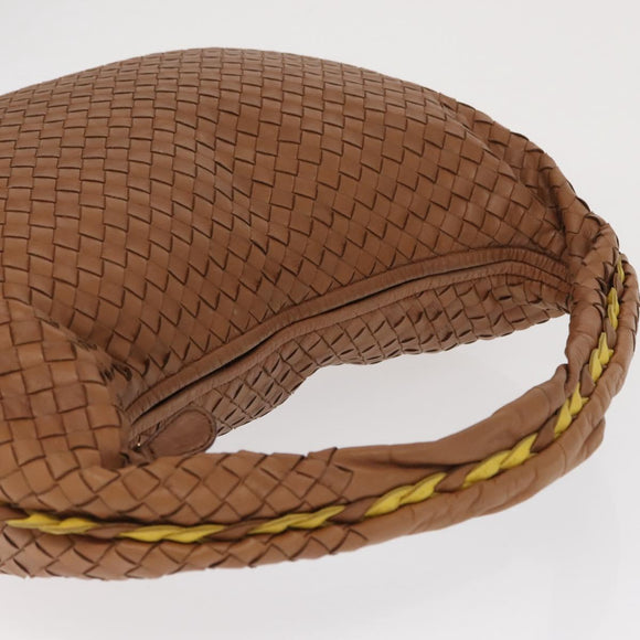 BOTTEGAVENETA INTRECCIATO Shoulder Bag Leather Beige Gold 115654 Auth ka1891SAV