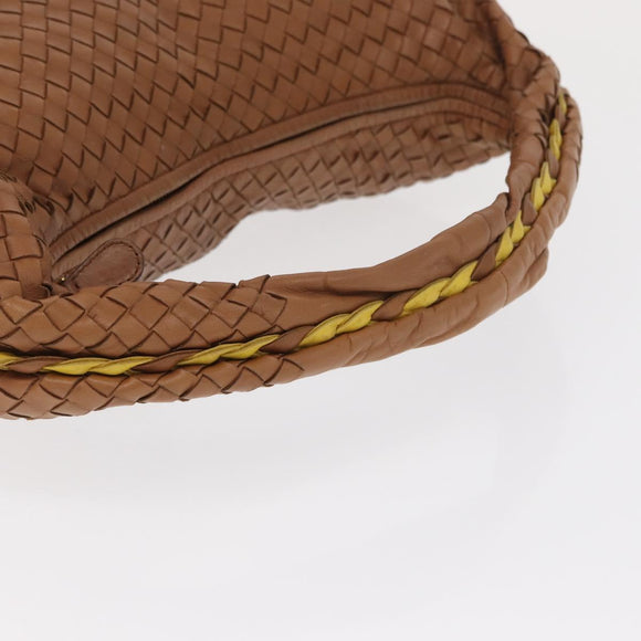 BOTTEGAVENETA INTRECCIATO Shoulder Bag Leather Beige Gold 115654 Auth ka1891SAV