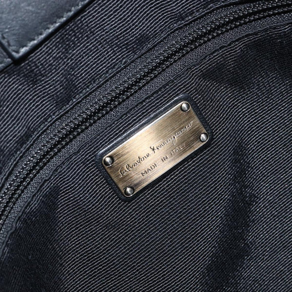 Salvatore Ferragamo Tote Bag Leather Black Silver Auth ka1894