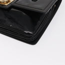 Salvatore Ferragamo Gancini Shoulder Bag Patent leather Gold Black Auth ka1897-14