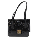 Salvatore Ferragamo Gancini Shoulder Bag Patent leather Gold Black Auth ka1897-13