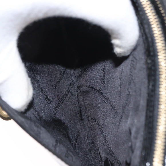 Salvatore Ferragamo Gancini Shoulder Bag Patent leather Gold Black Auth ka1897