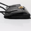 Salvatore Ferragamo Gancini Shoulder Bag Patent leather Gold Black Auth ka1897-4