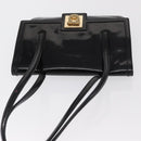Salvatore Ferragamo Gancini Shoulder Bag Patent leather Gold Black Auth ka1897-6