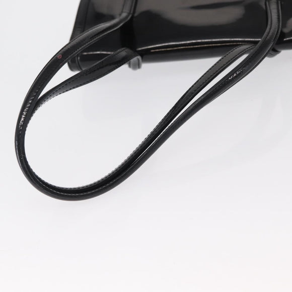 Salvatore Ferragamo Gancini Shoulder Bag Patent leather Gold Black Auth ka1897