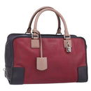 LOEWE anagram Amazona 28 Hand Bag Leather Silver Pink Auth ka1898V-1