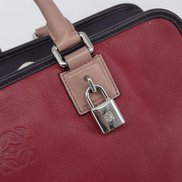 LOEWE anagram Amazona 28 Hand Bag Leather Silver Pink Auth ka1898V