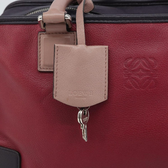 LOEWE anagram Amazona 28 Hand Bag Leather Silver Pink Auth ka1898V