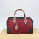 LOEWE anagram Amazona 28 Hand Bag Leather Silver Pink Auth ka1898V-12