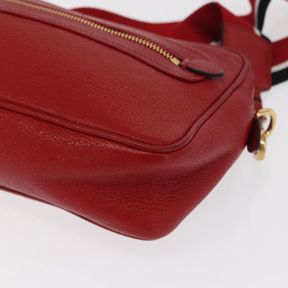 Miu Miu Shoulder Bag Leather Red Gold Auth ka1899V