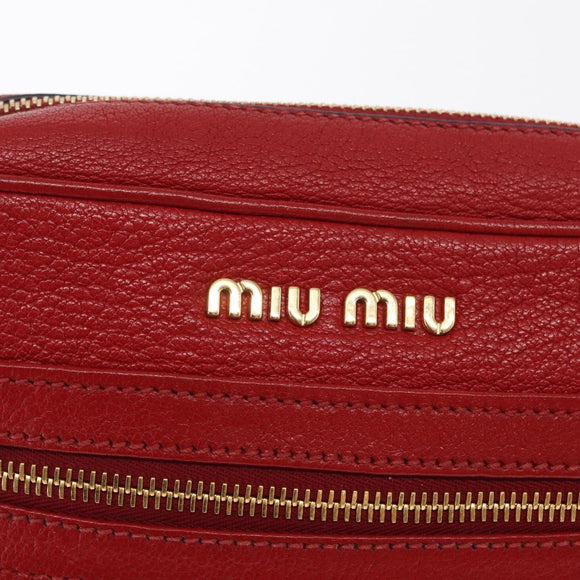 Miu Miu Shoulder Bag Leather Red Gold Auth ka1899V