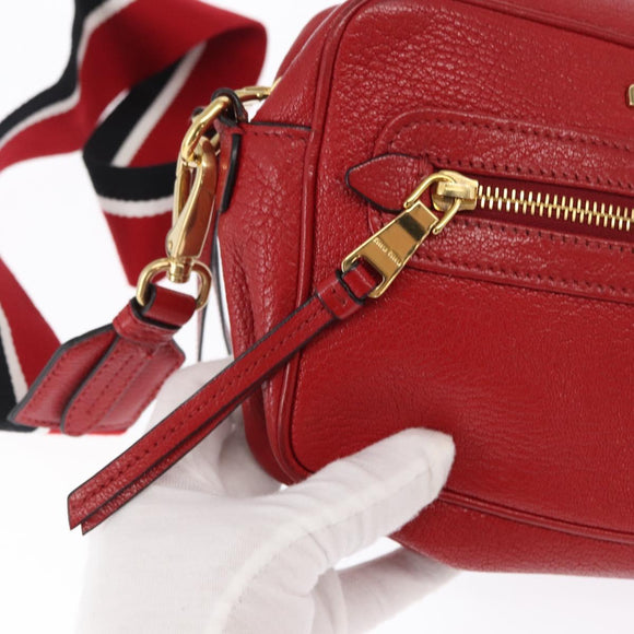 Miu Miu Shoulder Bag Leather Red Gold Auth ka1899V