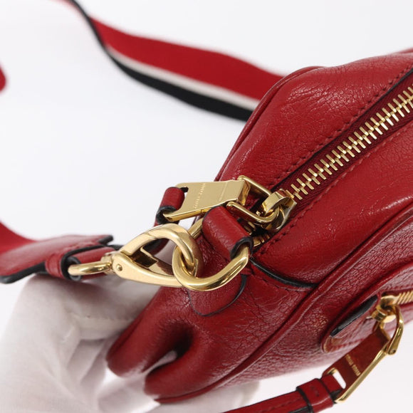 Miu Miu Shoulder Bag Leather Red Gold Auth ka1899V