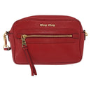 Miu Miu Shoulder Bag Leather Red Gold Auth ka1899V-13
