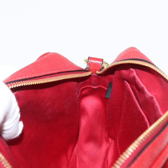 Miu Miu Shoulder Bag Leather Red Gold Auth ka1899V