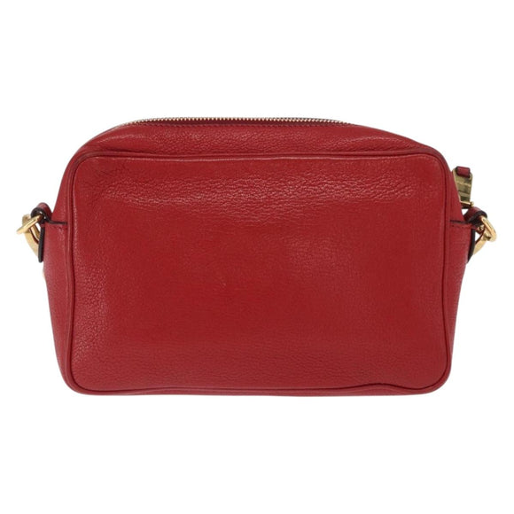 Miu Miu Shoulder Bag Leather Red Gold Auth ka1899V
