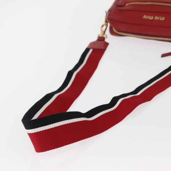 Miu Miu Shoulder Bag Leather Red Gold Auth ka1899V