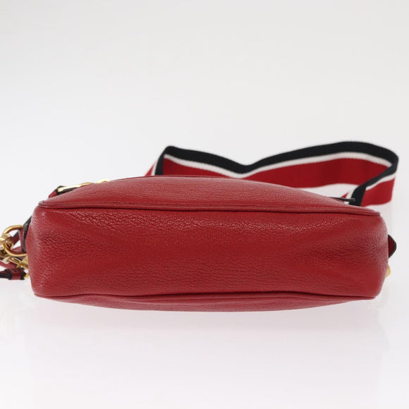 Miu Miu Shoulder Bag Leather Red Gold Auth ka1899V