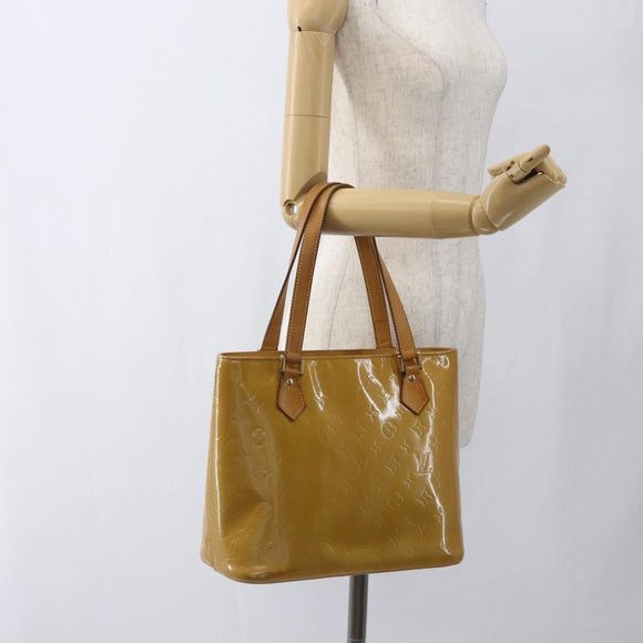 LOUIS VUITTON Monogram Vernis Houston Hand Bag Beige M91004 LV Auth ka1905