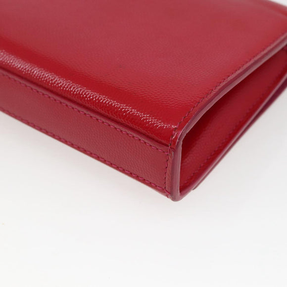 SAINT LAURENT Chain Shoulder Bag Leather Red Gold Auth ka1910V