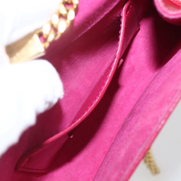 SAINT LAURENT Chain Shoulder Bag Leather Red Gold Auth ka1910V