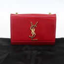 SAINT LAURENT Chain Shoulder Bag Leather Red Gold Auth ka1910V-26