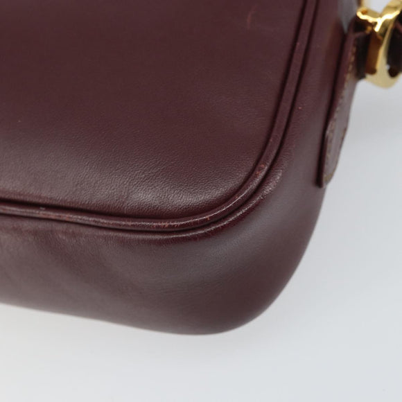 CARTIER Must Line Shoulder Bag Leather Bordeaux Gold Auth ka1912