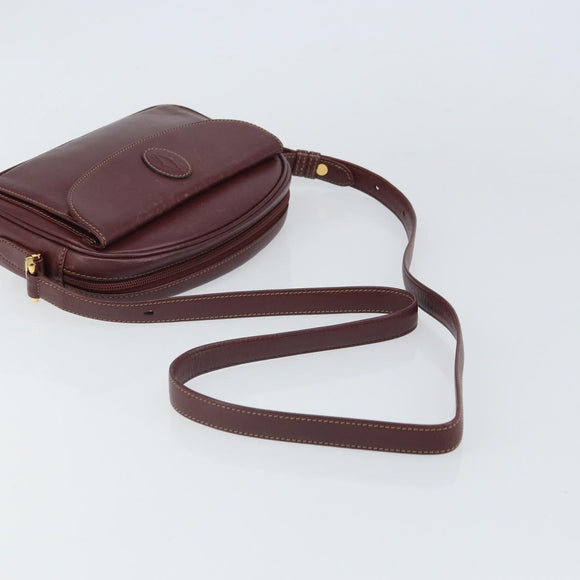 CARTIER Must Line Shoulder Bag Leather Bordeaux Gold Auth ka1912