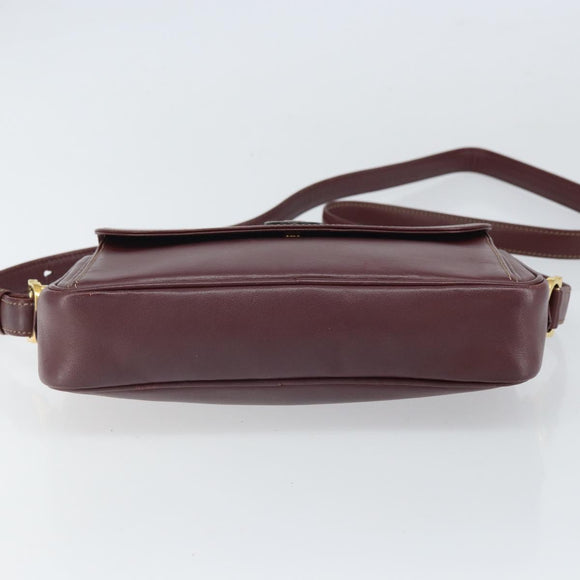 CARTIER Must Line Shoulder Bag Leather Bordeaux Gold Auth ka1912